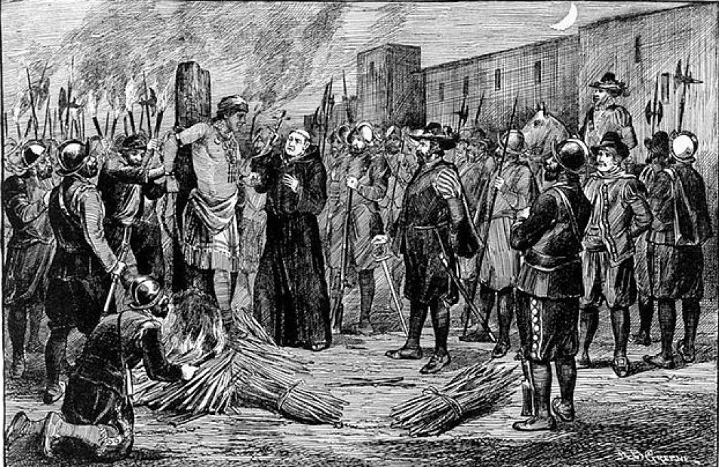 “L'esecuzione dell'ultimo sovrano Inca Atahualpa da parte degli spagnoli”. Illustrazione di A.B. Greene,1891